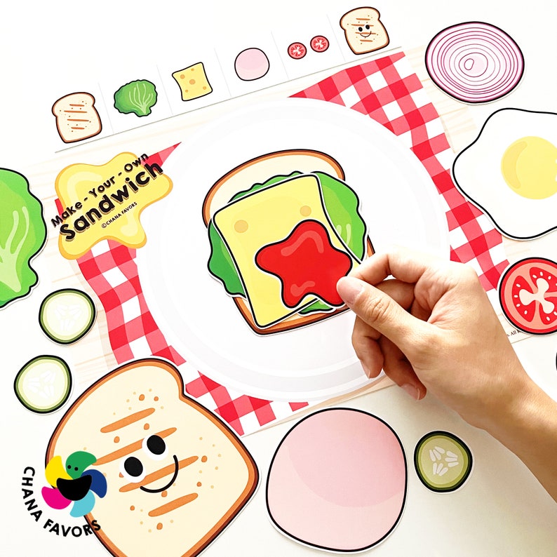 Make-Your-Own Sandwich Printable kids activity to train the brain to notice details, match and memorize sequences and foster imagination zdjęcie 5