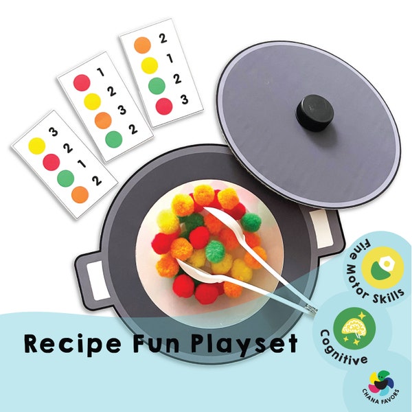 Ricetta divertente set da gioco stampabile: stimola la creatività e le capacità di risoluzione dei problemi con l'apprendimento fantasioso! Emozionante gioco basato su ricette per bambini!