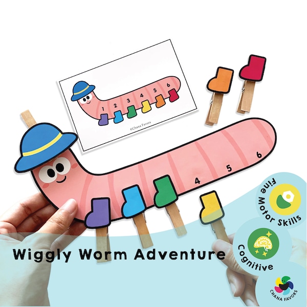 Wiggly Worm Adventure Printable - Boost Coordination & Creativity! Fun Learning Activity for Kids. Enhance Fine Motor Skills. #chanafavors