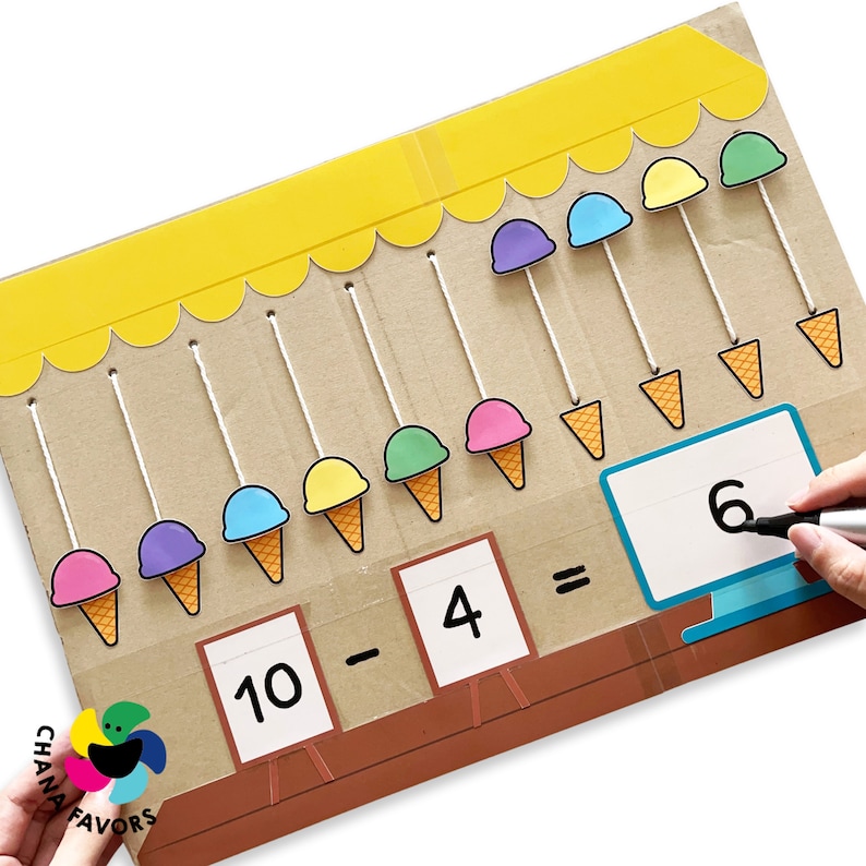 Ice Cream Math Challenge Printable PDF Game for Kids to Develop Fine