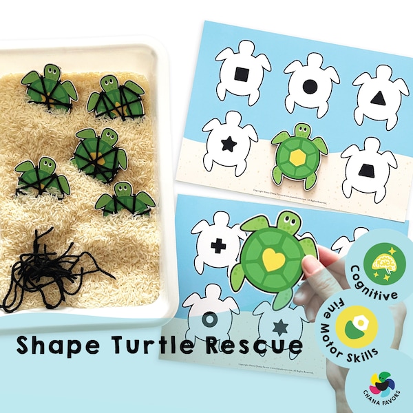 Shape Turtle Rescue: accendi il divertimento imparando con il gioco stampabile - Migliora le capacità cognitive, le forme e la risoluzione dei problemi - Il preferito dei genitori!