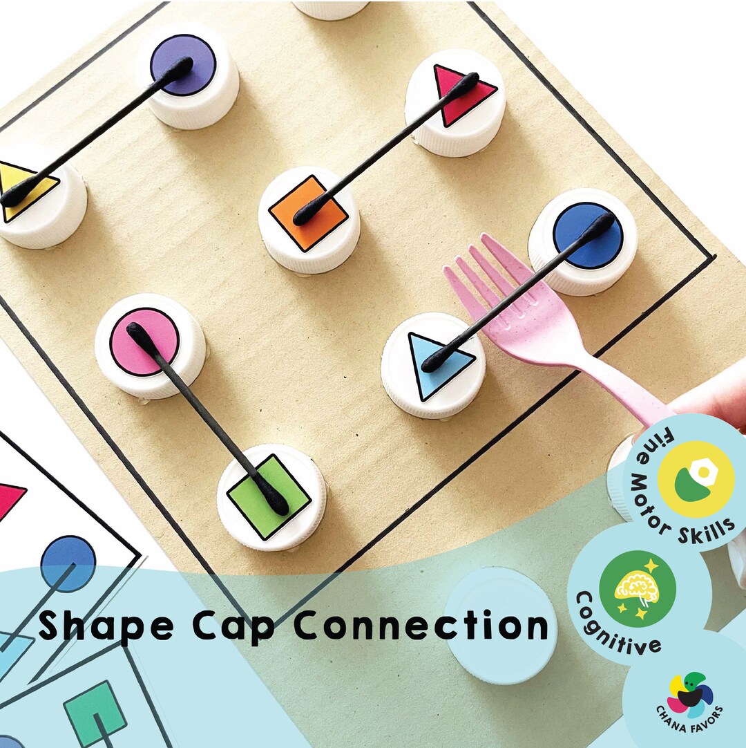 Shape Cap Connection Printable PDF Brain Game to Enhance Stepbystep