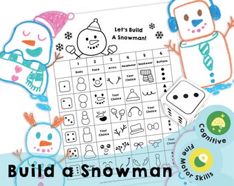 Baue einen Schneemann - Druckbare Familienspiele, um Kinder damit vertraut zu machen, wie Zeilen und Spalten in Tabelle funktionieren, und systematisch zu denken
