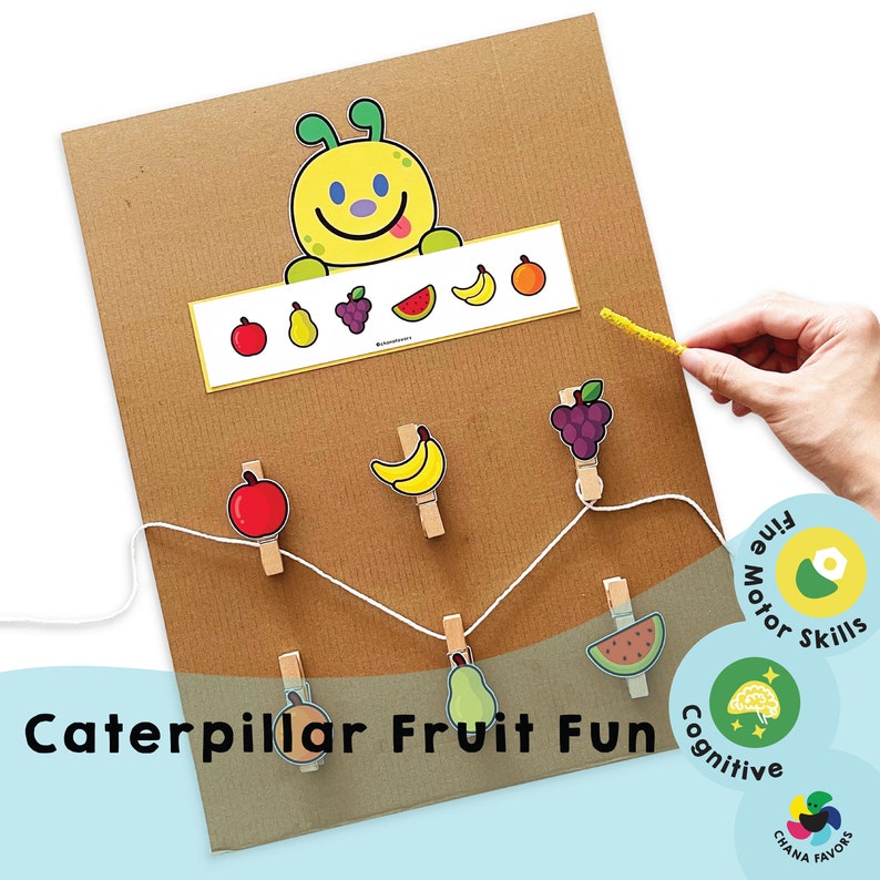 Caterpillar Fruit Matching Game: Preschool Fine Motor Skills (printable ...
