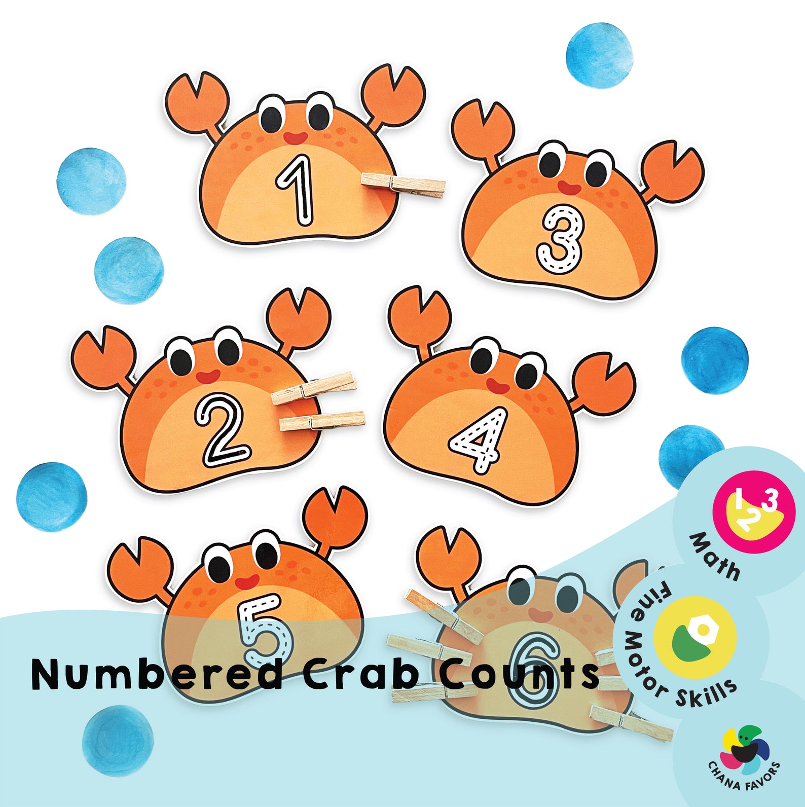 Crab Number Counting Activity: Printable Math Game (PDF Download) - Etsy