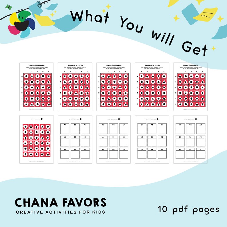 Shape Grid Puzzle Printable Brain Teaser to Help Players of Etsy