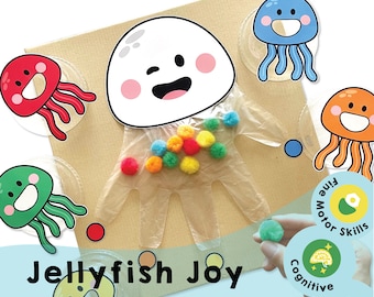 Jellyfish Pom Pom Color Play: Fine Motor Skills Printable (PDF)