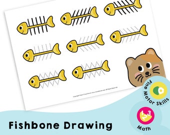 Fishbone Drawing - Printable preschool fine motor activity to encourage your children to use their hands and practice pencil grip