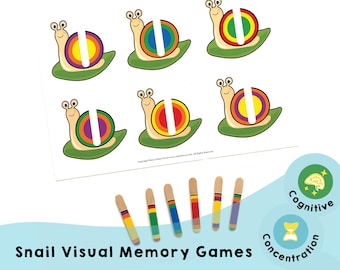 Snail Visual Memory Games - Printable homeschool resource activities for brain training to help your child strengthen their visual skills