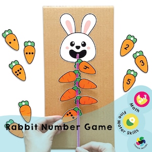 Rabbit Number Game - Printable PDF - Download Only - Counting Game for Kids | Educational Math Activity for Homeschool Pre-Math Learning
