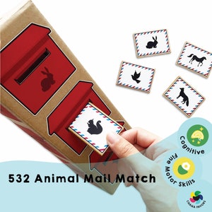 Animal Mail Match Printable | Cognitive Matching & Fine Motor Development | Fun Game for Kids and Adults | See and touch through experience