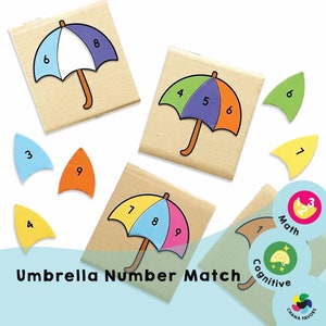 Umbrella Number Match Game: Learn Numbers 1-10 (Printable PDF)