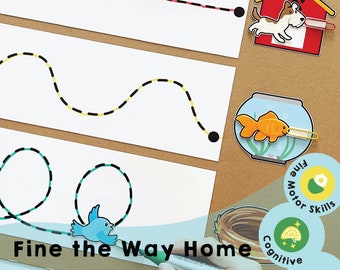 Find the Way Home Printable - Fun Learning Game to Develop Kids' Fine Motor Skills and Hand-Eye Coordination for Pre-Writing - Download