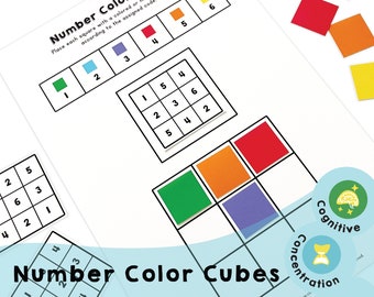 Number Color Cubes - Printable brain teasers for all ages. Think and place each square quickly to stimulate your brain and keep it active.