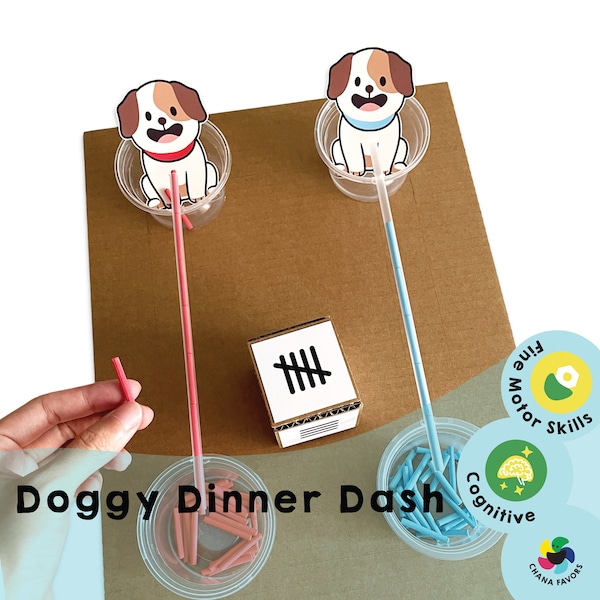 Doggy Dinner Dash stampabile - Divertimento con la presa a tenaglia per i bambini! - Coinvolgere l'attività di pre-scrittura per l'istruzione domiciliare, favorendo le capacità motorie