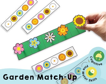 Garden Match-Up Printable Game - Fun for Kids and Adults, Improve Cognitive and Fine Motor Skills, Instant Download, Flower Theme