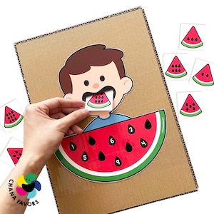 Watermelon Counting Printable Pre-Math Activity Fine Motor and Number Recognition Skills through Creative Fruity Play for Kids zdjęcie 4