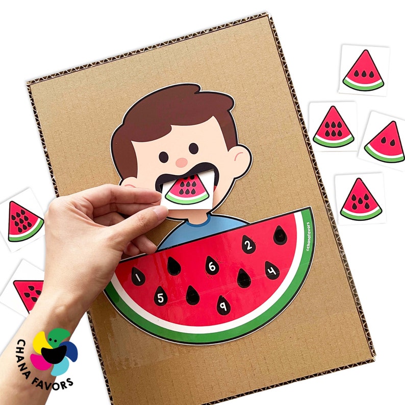 Wassermelonen Zählen Printable Pre-Mathe Aktivität Feinmotorik und Zahlenerkennungsfähigkeiten durch kreatives fruchtiges Spiel für Kinder Bild 4
