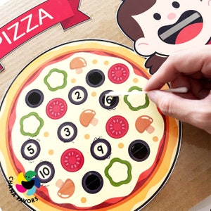 Pizza Counting Printable Pre-Math Activity Fine Motor and Number Recognition Skills through Creative Play for Kids image 4