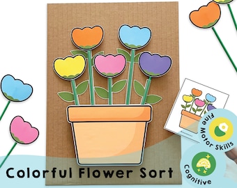 Colorful Flower Sort: Fine Motor Skills Activity (Printable PDF)