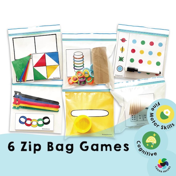 6 Zip Bag Games: Fine Motor Skills Learning Kit (Printable PDF)