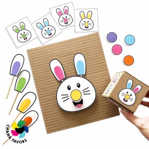 Rabbit Roll & Match Printable Fun Fine Motor Skill Activity Color Matching Game for Kids, Instant Download image 3