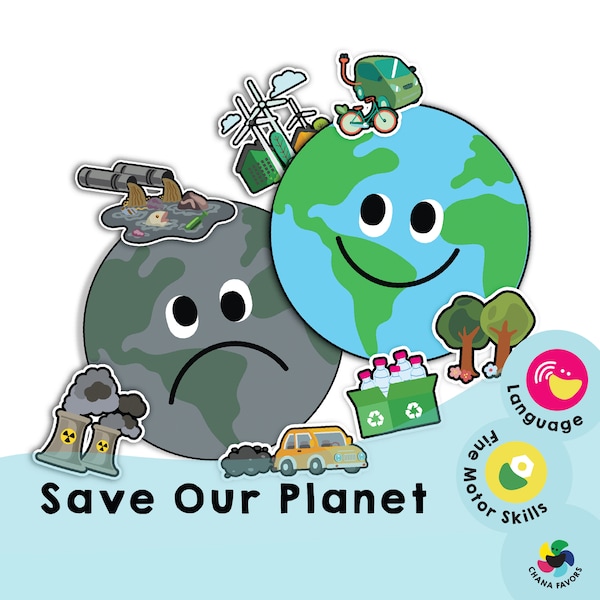 Sauvons notre planète - Activité à imprimer pour les enfants pour enrichir leur vocabulaire sur les activités humaines et décider si elles sont bonnes ou mauvaises pour la planète