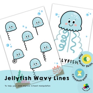 Jellyfish Wavy Lines -Printable preschool resources, homeschool printables to help your child improve in-hand manipulation