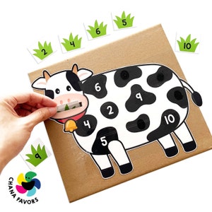 Feed the Cows Printable Counting Game for Kids Educational Math Activity Printable homeschool pre-math activity zdjęcie 5