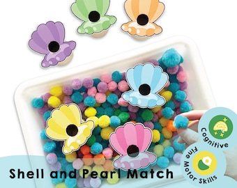 Shell and Pearl Matching Game: Fine Motor Skills Activity (Printable PDF)