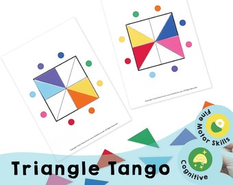 Color Match Triangle Tango Printable Brain Game: Fun Fine Motor & Cognitive Skill Activity for Kids and Adults- Great Gift Idea!