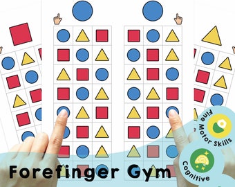 Forefinger Gym: Color Shapes Printable - Enhance finger, hand, eye, & brain coordination with color recognition. Great for all ages.