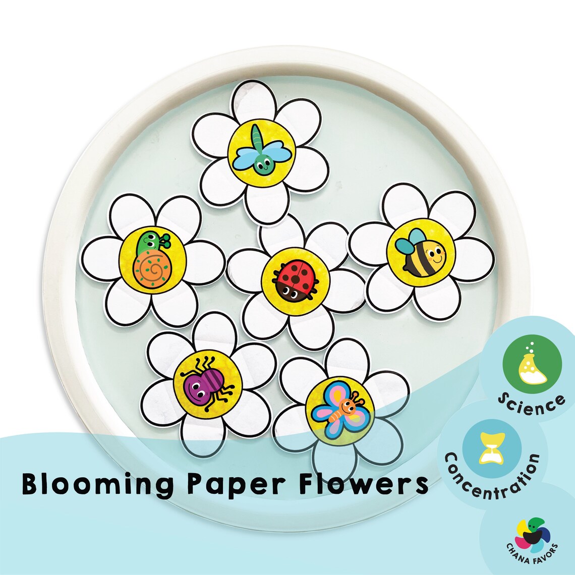 Blooming Paper Flowers Printable Kids Activity for an Easy and Impressive Science Demonstration