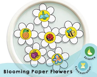 Blooming Paper Flowers - Printable kids activity for an easy and impressive science demonstration to instill in your child a love of science