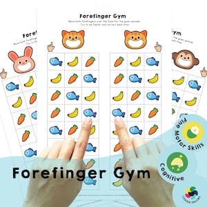 Forefinger Gym: Animal Food - Printable PDF -Download Only - Brain training games - Exercise fingers, hands, eyes and brain for all ages.