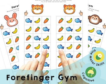 Forefinger Gym: Animal Food - Printable brain training games - Exercise fingers, hands, eyes and brain. Good for all ages.