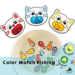 Color Match Angeln - Druckbare PDF - Nur Download - Feinmotorik und Farberkennung Spiel für Kinder, lustige Lernaktivität