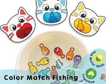 Color Match Fishing Game: Fine Motor Skills Activity (Printable PDF)