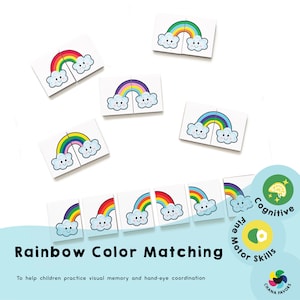 Gioco di abbinamento dei colori dell&#39;arcobaleno: stampabile per la scuola materna (scarica PDF)