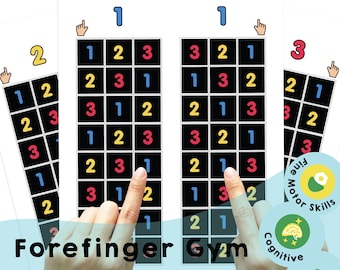 Forefinger Gym: Colored Numbers Printable - Enhance finger, hand, eye, & brain coordination with color and number recognition. For all ages.