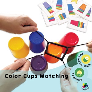 Color Cups Matching Printable Game That Helps Develop the Ability to ...