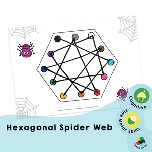 Hexagonal Spider Webs - Printable preschool homeschool resources to encourage your child to Think, Plan and Act, plus practice pen control