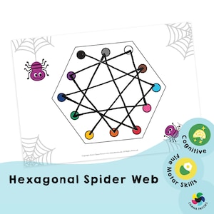 Hexagonal Spider Webs - Printable preschool homeschool resources to encourage your child to Think, Plan and Act, plus practice pen control