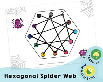 Hexagonal Spider Webs - Printable PDF - Download Only - Encourage Preschool Homeschool Kids to Think, Plan, Act, and Practice Pen Control!