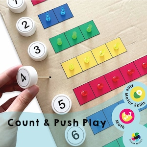 Count & Push Play Druckbares Spiel: Feinmotorik Aktivität (PDF Download)