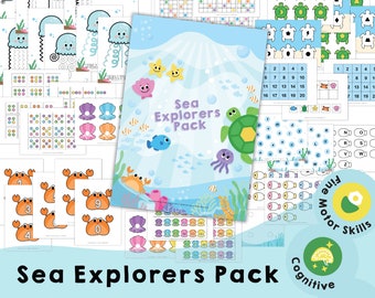 Sea Explorers Pack - Engaging Printable Bundle for Fine Motor Skills, Cognitive Development, Math, and Alphabet Learning in the Sea Theme