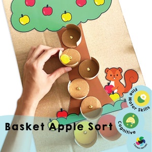 Apple Farbsortierspiel: Feinmotorische Aktivität (druckbare PDF)