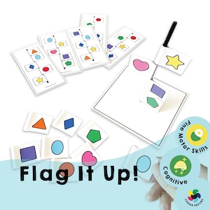 Flag It Up - Printable game for fine motor skills practice. Arrange flags on poles according to pattern cards. Fun for kids & adults.