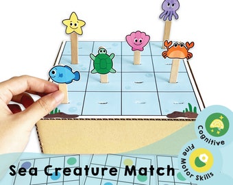 Sea Creature Match afdrukbaar: verbeter cognitieve vaardigheden en geniet van een onderzees avontuur! Perfect voor kinderen, senioren en verzorgers