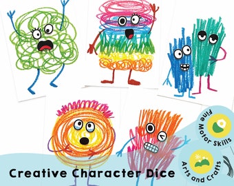 Dés de personnage créatif : jeu d'art familial imprimable (téléchargement PDF)